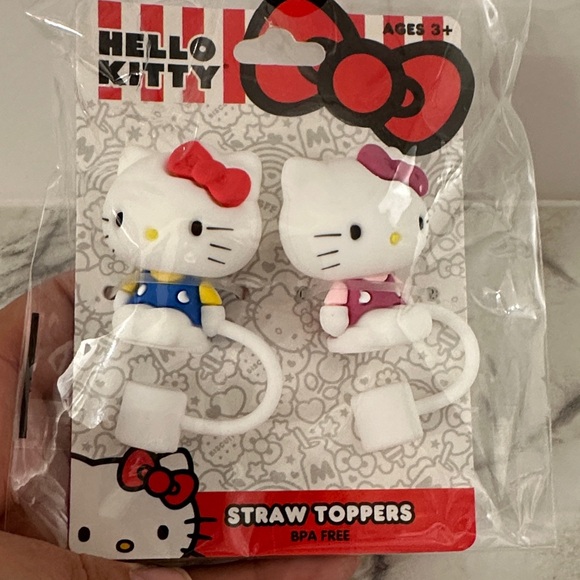 Hello Kitty Red and Pink Straw Toppers - Picture 3 of 3